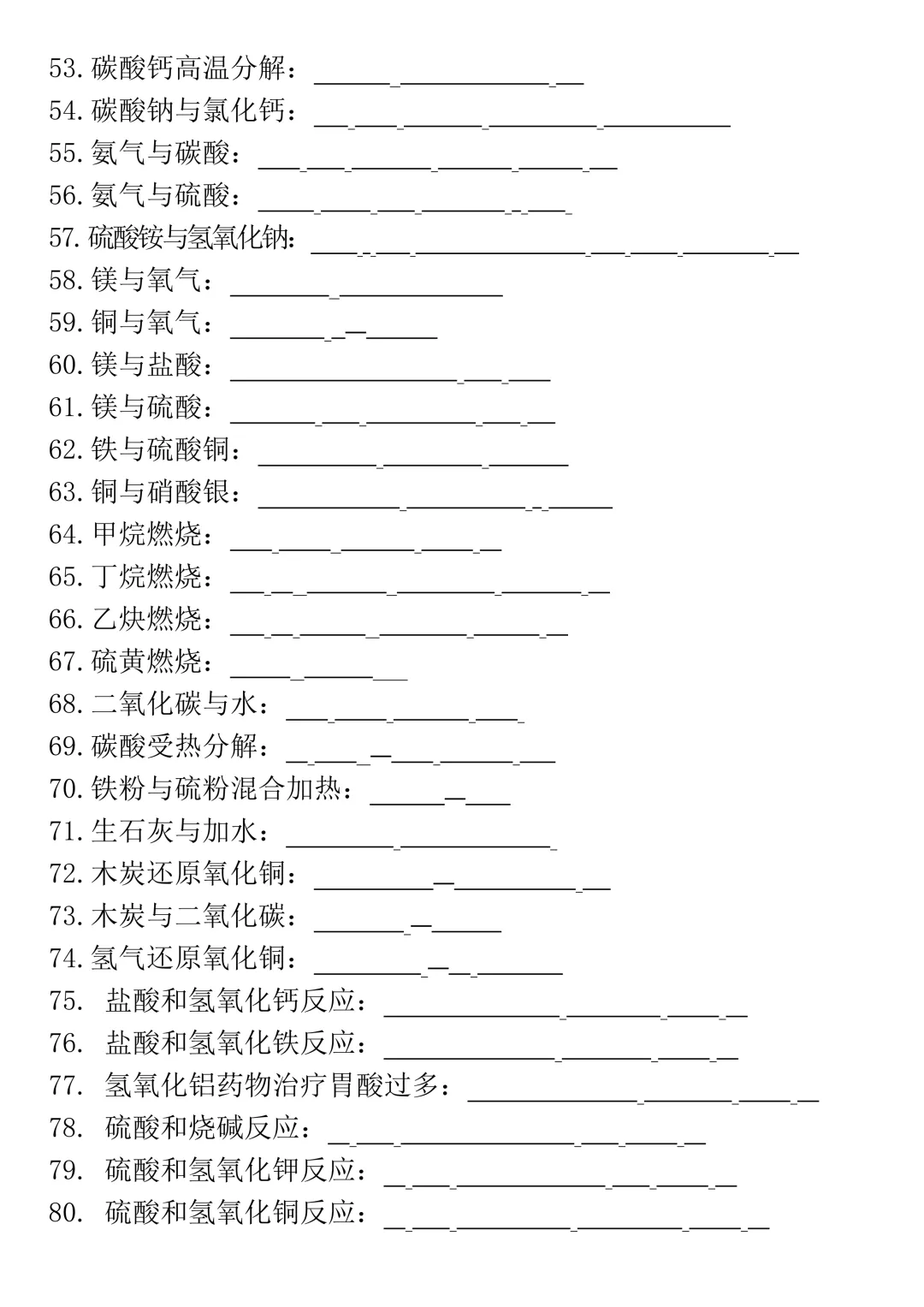 2026中考必考化学方程式默写136个,考前打印出来练一练! 第10张