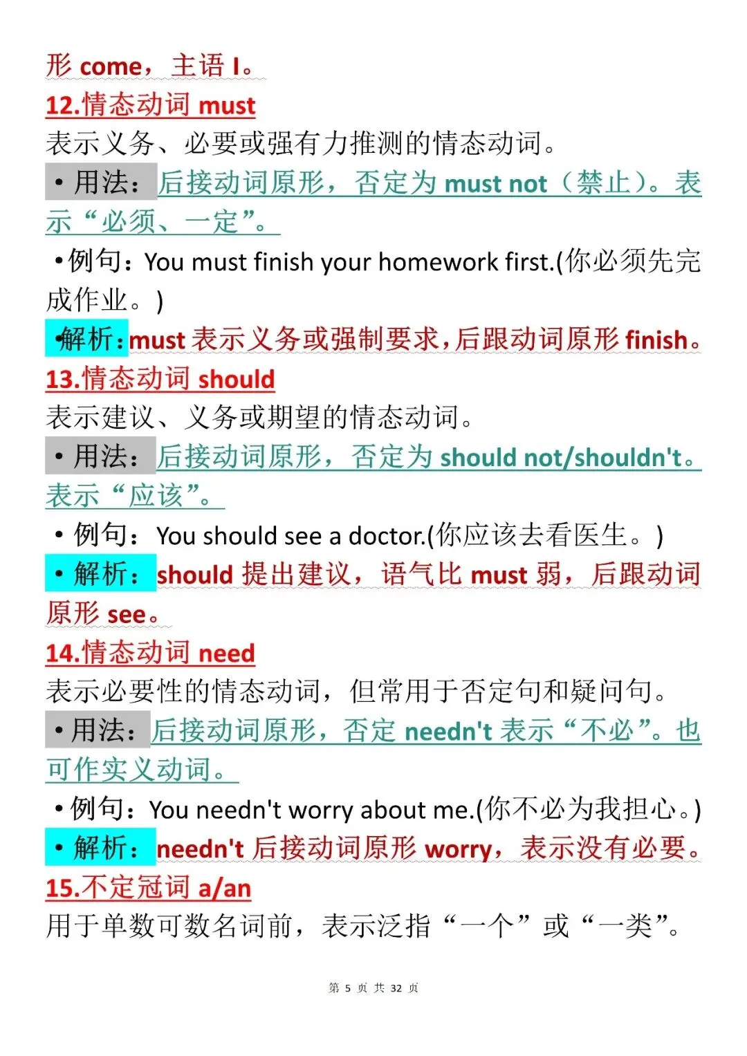 中考英语备考|初中中考英语语法100个知识点(可打印),建议收藏学起来! 第5张