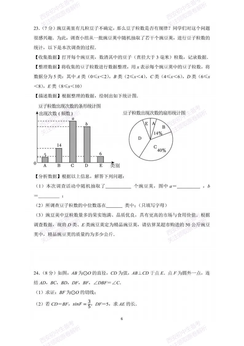 最新全科含答案!西安2026中考模拟:【西工大附中】九年级六模【数学】免费下载 第12张