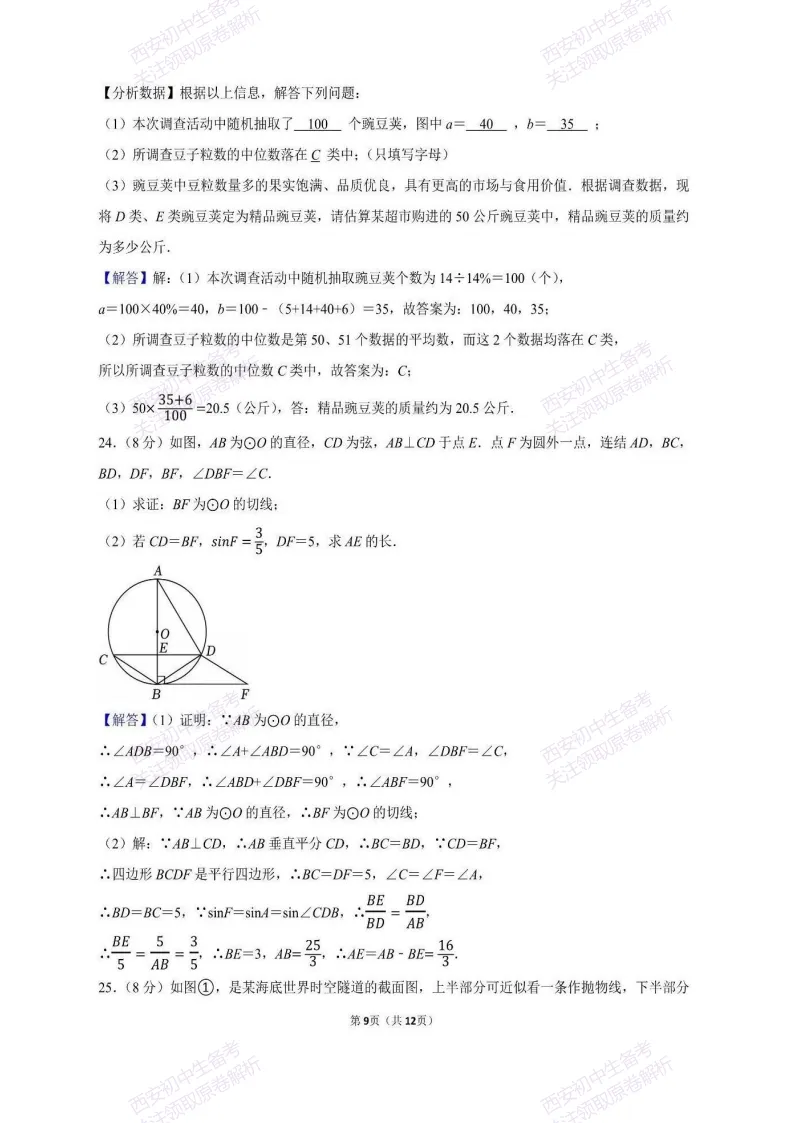 最新全科含答案!西安2026中考模拟:【西工大附中】九年级六模【数学】免费下载 第24张