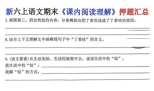 新版小学六年级上册语文期末考试《课内阅读理解》模拟预测押题汇总 PDF电子版 可下载打印-第5张图片-四季读书网