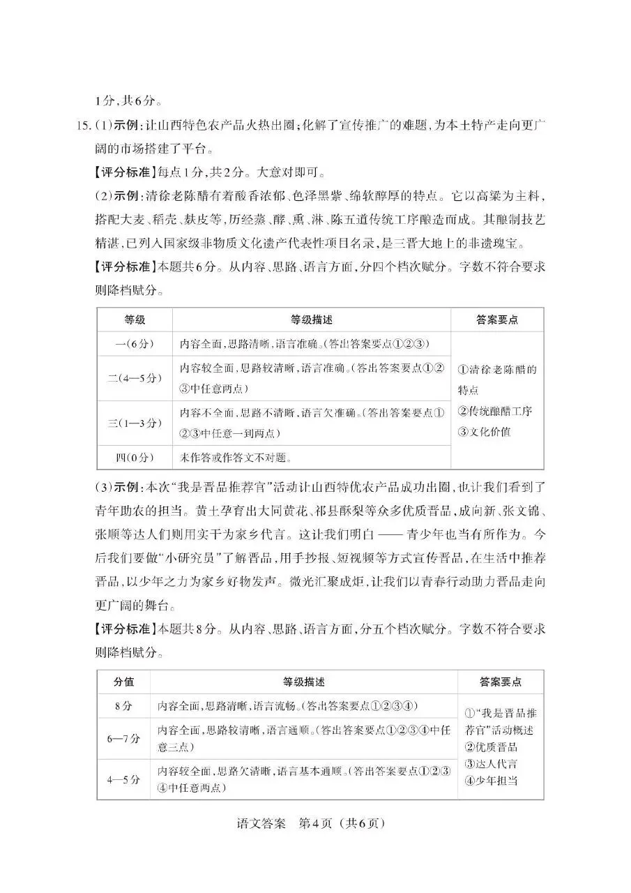 山西中考语文模拟试题(含答案) 第12张
