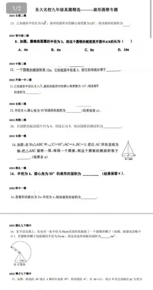 长沙各大名校九年级真题精选(数学专题集) 第7张