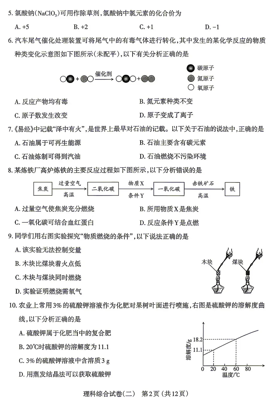 【中考模拟】太原市2026年初中学业水平模拟考试(二)理综(含答案) 第3张