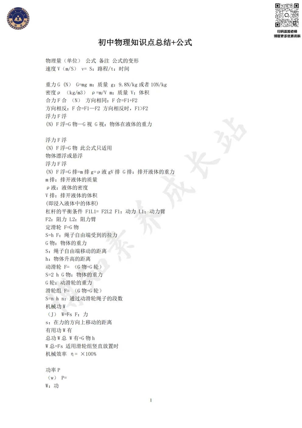 干货预警 | 上海中考数理化必背公式&方程式都在这,考前翻一遍稳提分 第8张