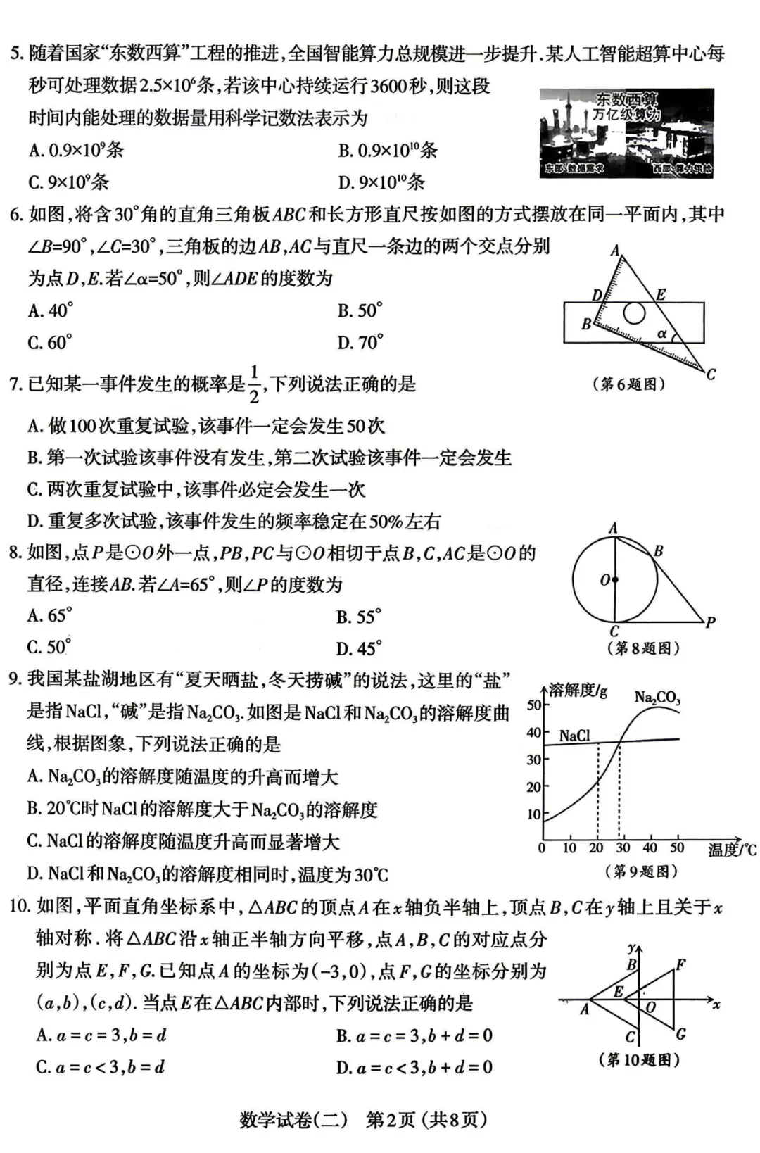 【中考模拟】太原市2026年初中学业水平模拟考试(二)数学(含答案)-第3张图片-四季读书网