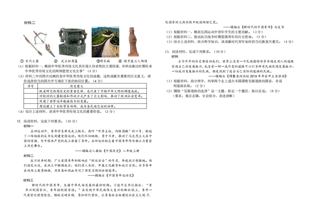 初中历史学科模拟试卷-第2张图片-四季读书网