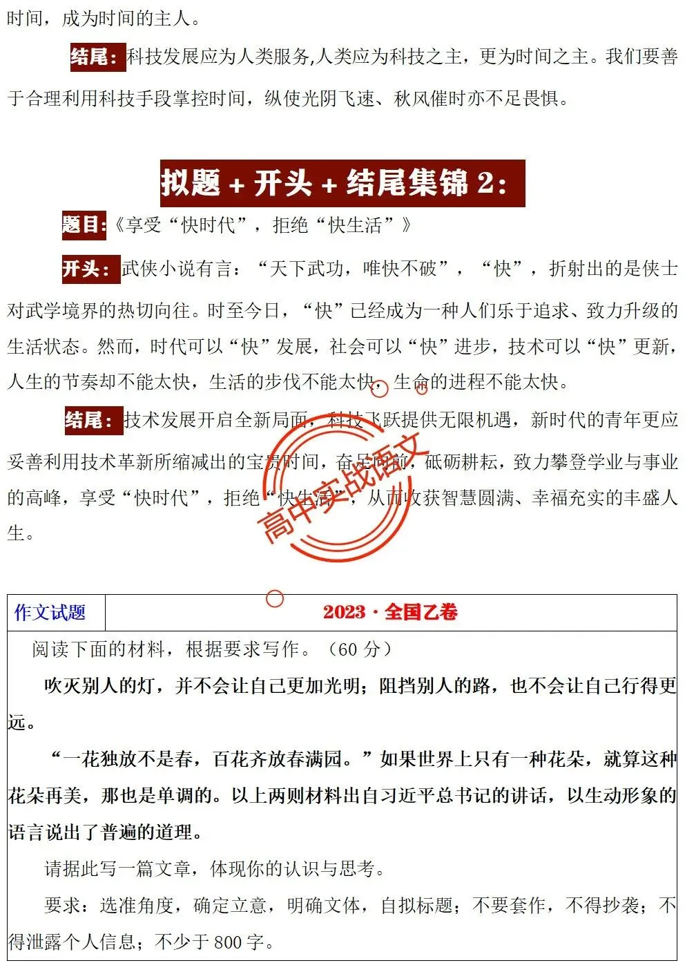 【快速上手】【真题作文+押题作文】【审题立意+作文模板】(教考衔接类+科技人文+文化传承等) 第38张 【快速上手】【真题作文+押题作文】【审题立意+作文模板】(教考衔接类+科技人文+文化传承等) 第38张