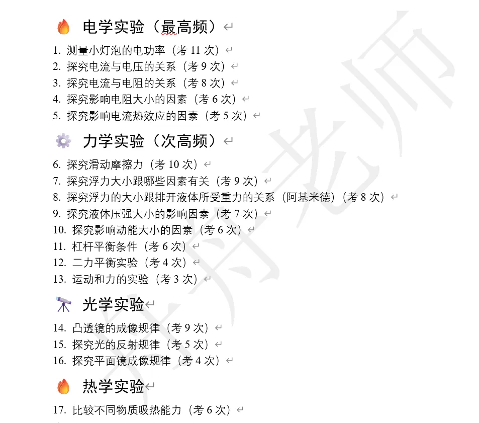 2026年浙江中考九年级科学物理实验必考知识总结 第1张