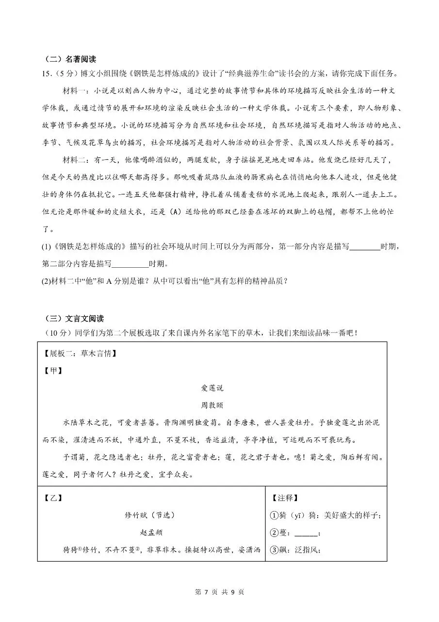 七年级下学期语文期末考试模拟押题卷素养达标测试卷含答案解析 第10张 七年级下学期语文期末考试模拟押题卷素养达标测试卷含答案解析 第10张