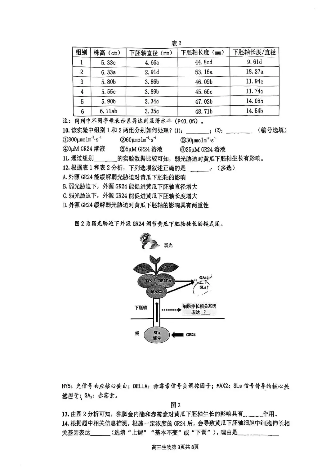 2026届金山区高三二模生物试卷 第3张