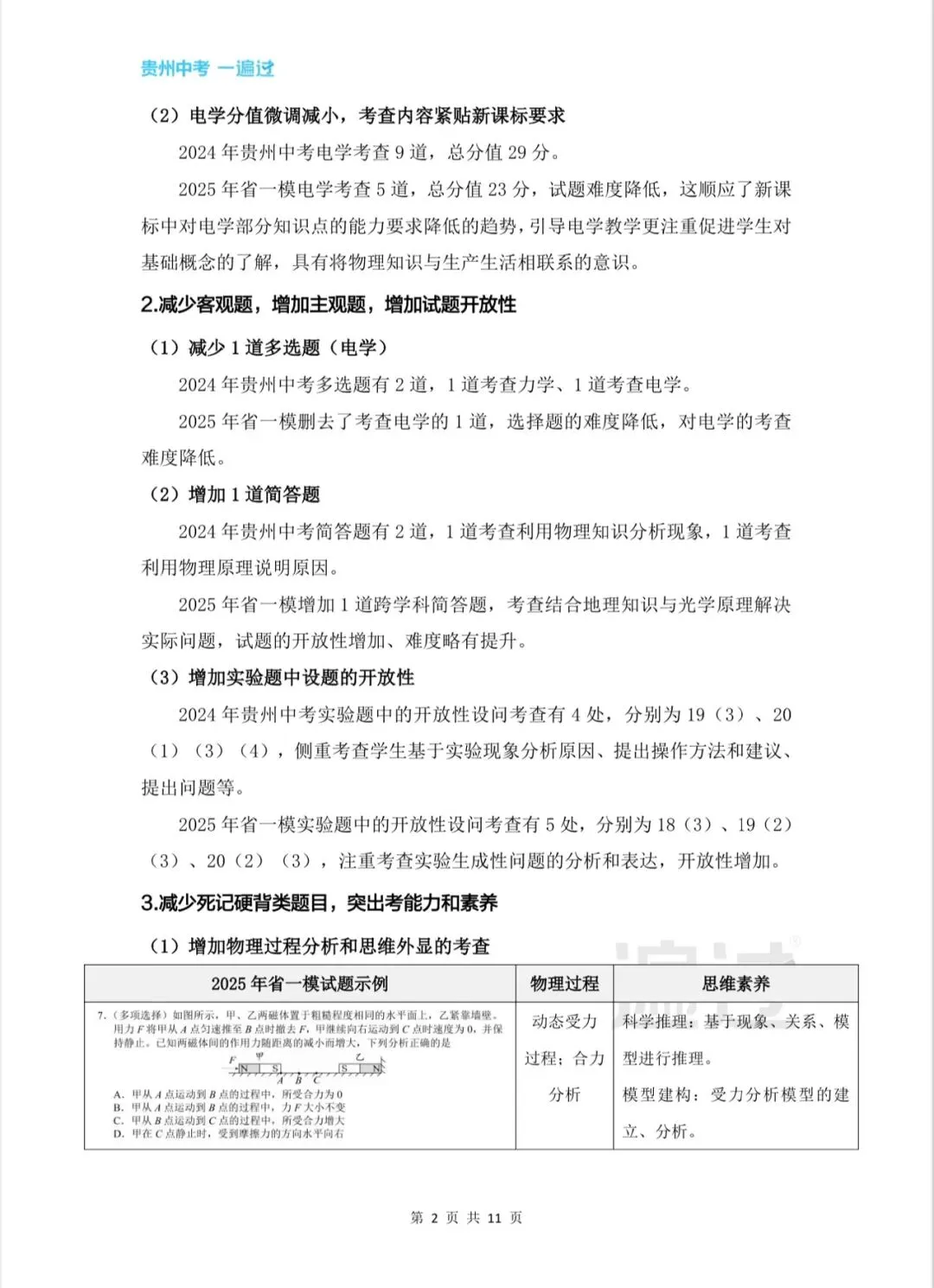 贵阳中考语文物理化学变化趋势——以2025届省考一模为例 第20张