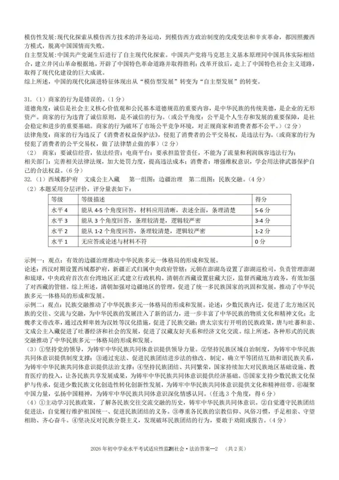 中考二模|2026年5月浙江省温州、杭州、宁波、金华、台州、嘉兴、绍兴、丽水、舟山、县域联盟、桐浦富兴等二模「全科」试题(34套) 第103张
