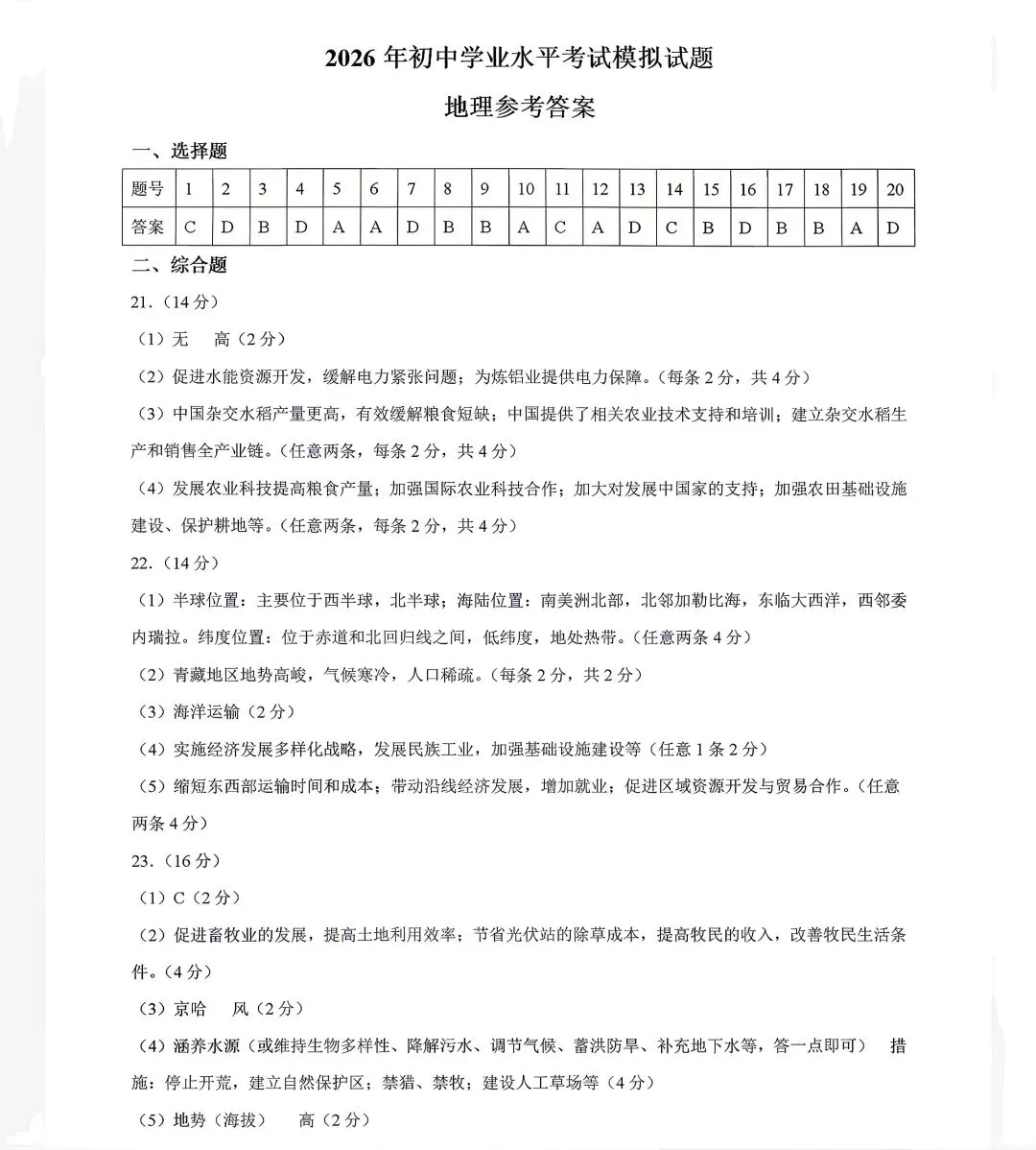 2026年山东省临沂市郯城县中考一模地理试卷附答案 第13张