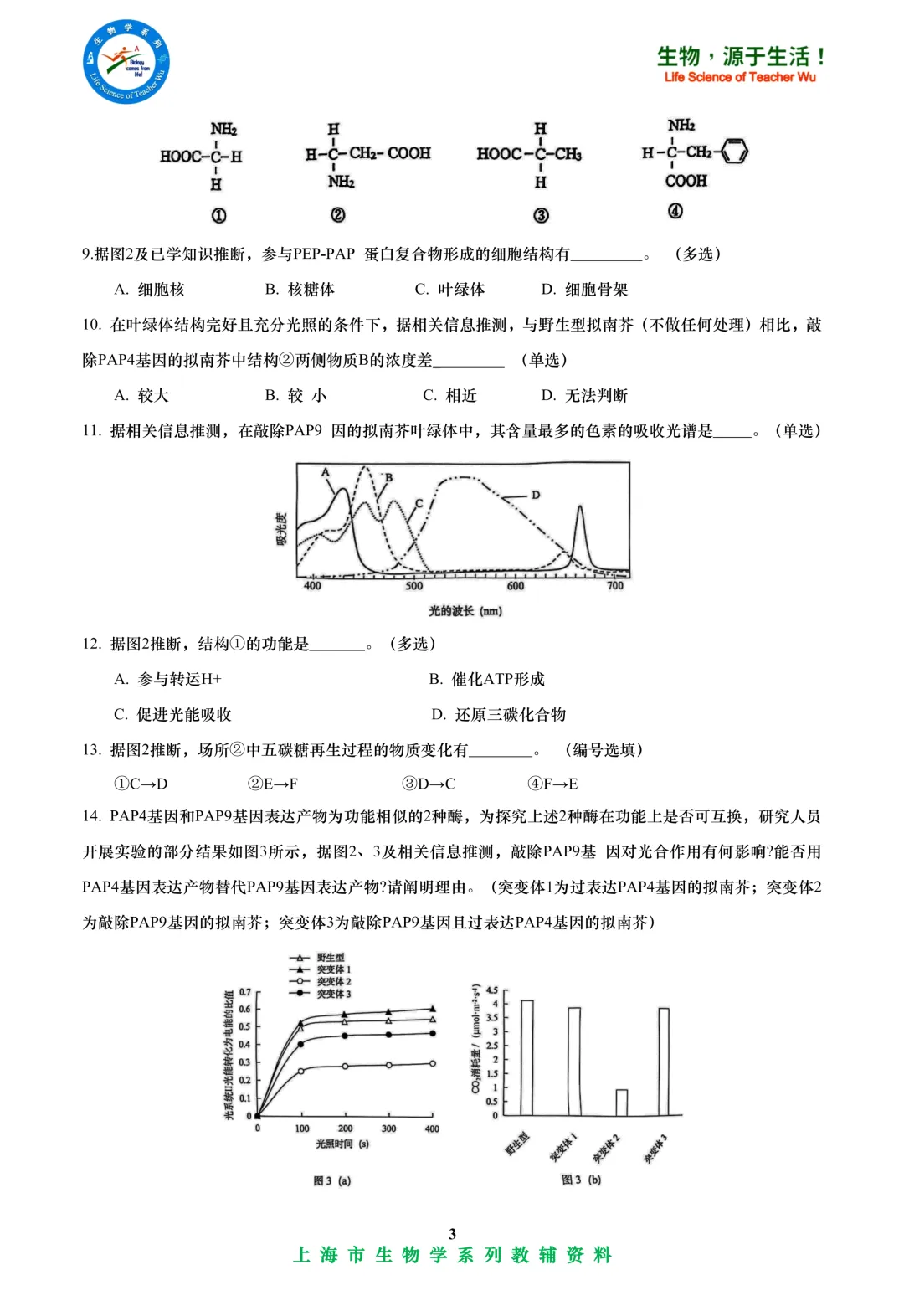 2025年虹口区高中学业水平考试高二等级考模拟考试-生物试卷 第3张