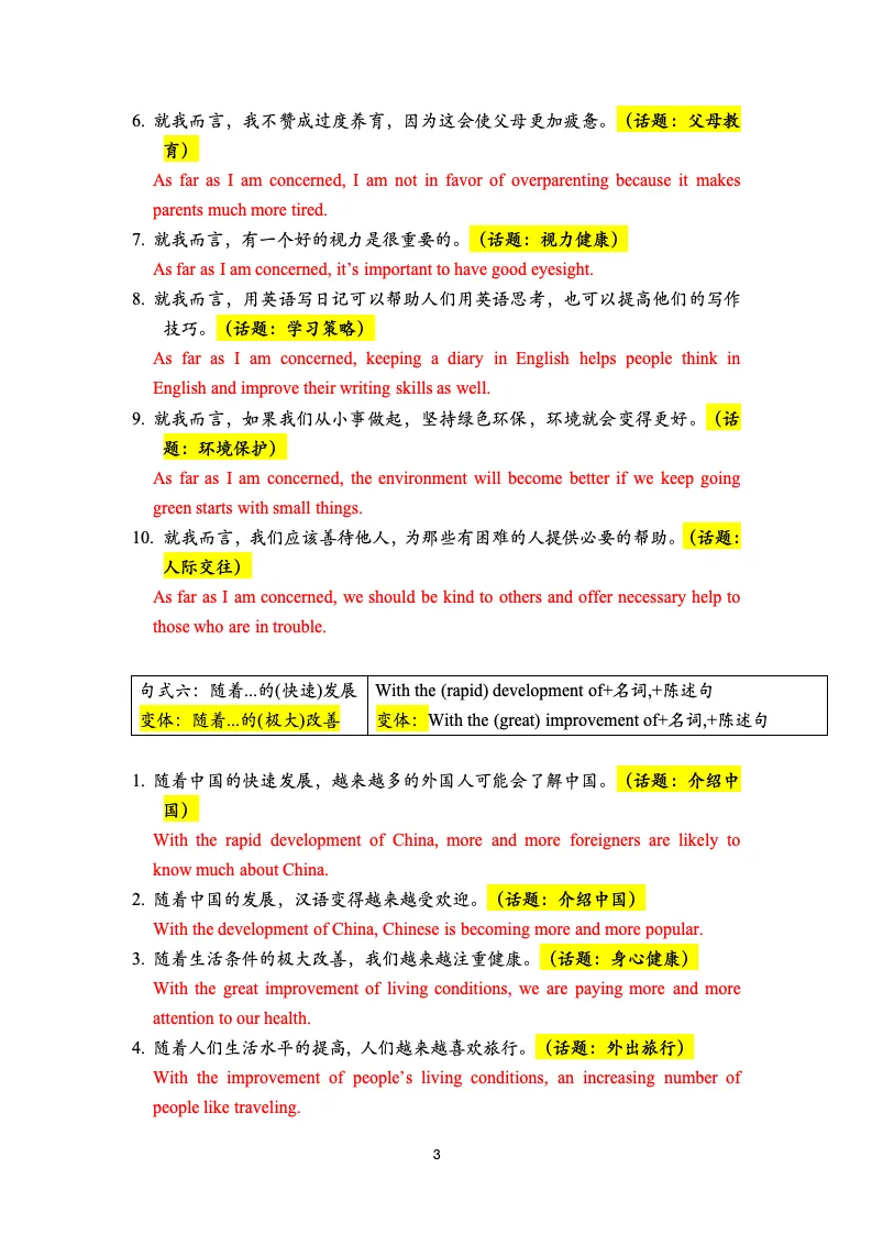 中考英语作文句式训练【教师版】 第3张 中考英语作文句式训练【教师版】 第3张
