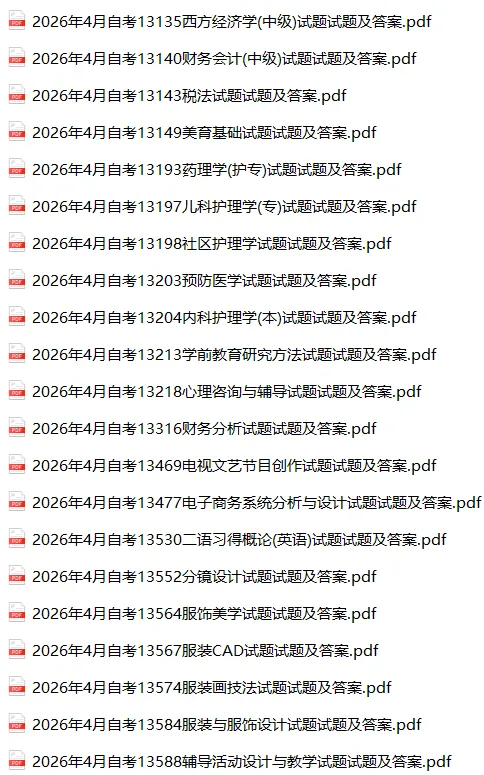 2026年4月自考真题及答案合集300+科目汇总 第1张