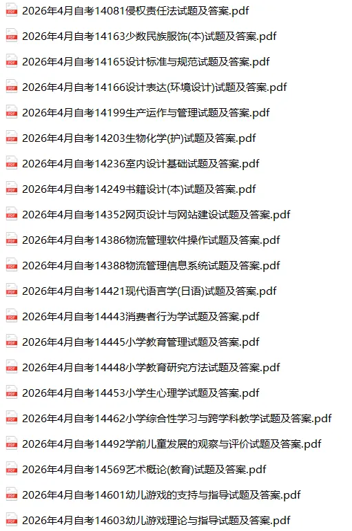 2026年4月自考真题及答案合集300+科目汇总 第3张