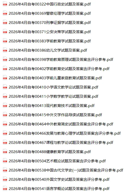 2026年4月自考真题及答案合集300+科目汇总 第10张