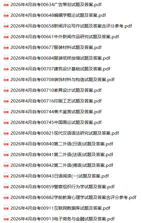 2026年4月自考真题及答案合集300+科目汇总 第11张