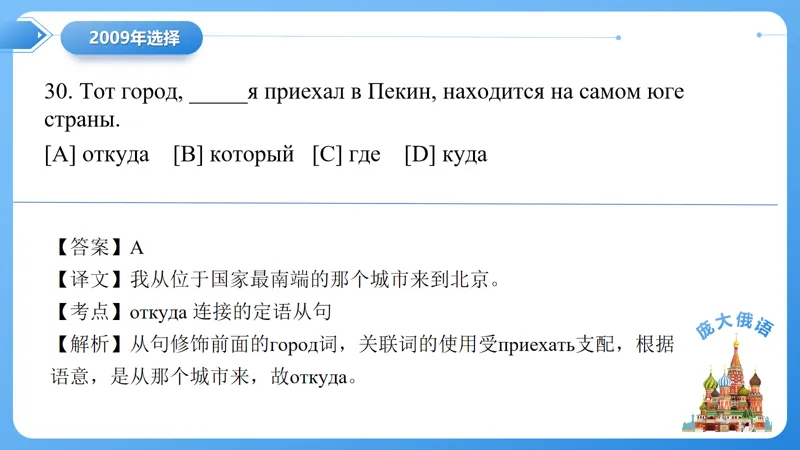 真题课件系列2009(2)语法选择题解析 第15张