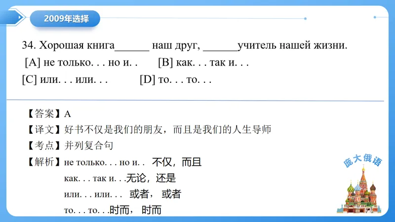 真题课件系列2009(2)语法选择题解析 第19张