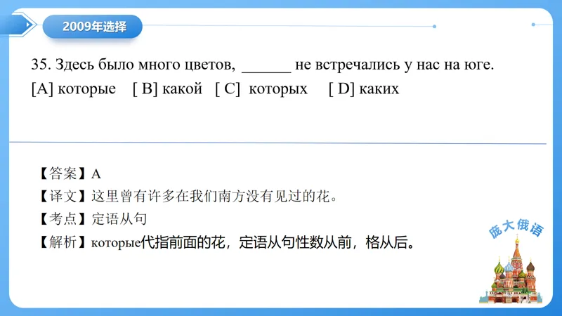 真题课件系列2009(2)语法选择题解析 第20张
