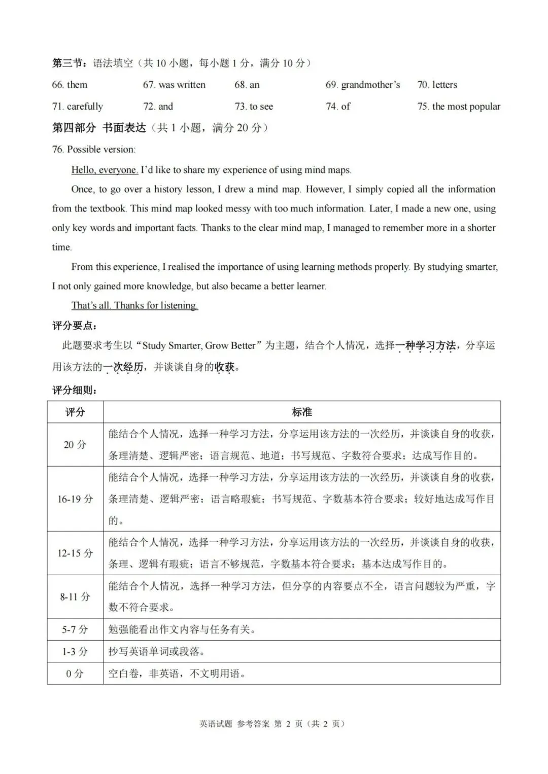 2026年5月浙江省温州市瓯海区中考二模英语卷及答案(含听力音频) 第12张 2026年5月浙江省温州市瓯海区中考二模英语卷及答案(含听力音频) 第12张