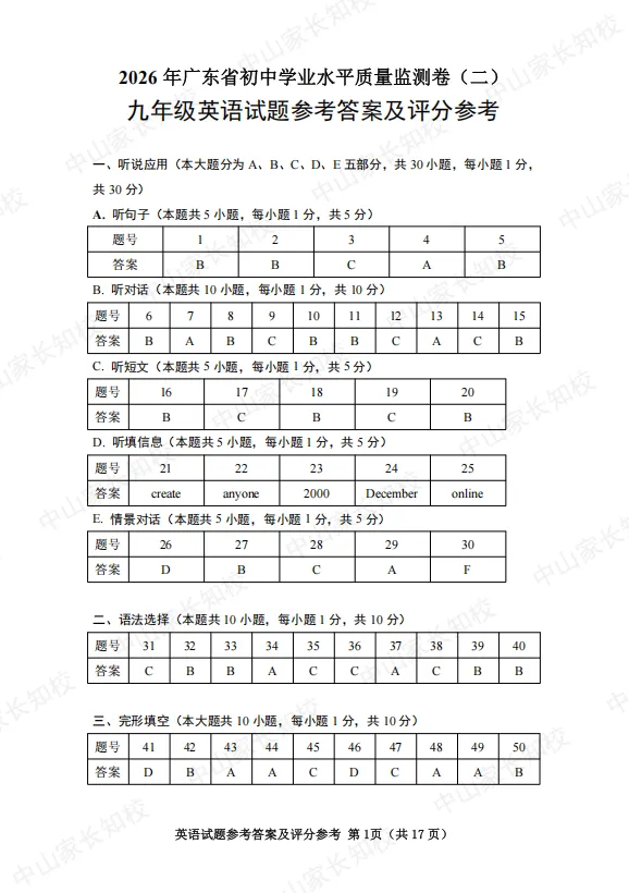 2026大湾区二模试卷+答案+解析-第9张图片-四季读书网