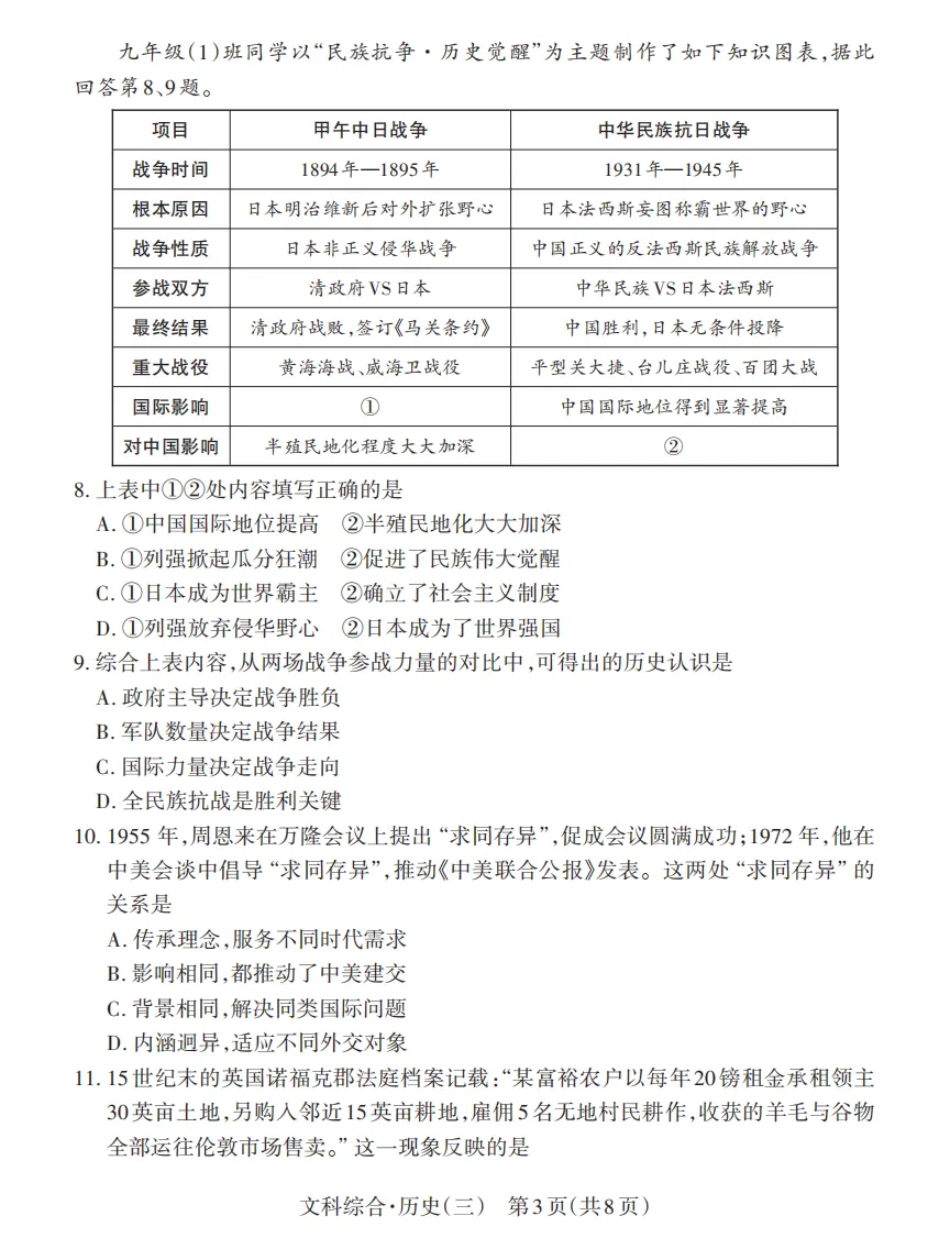 2026年山西初中学业水平测试靶向模考试卷(三)试题及答案 第65张