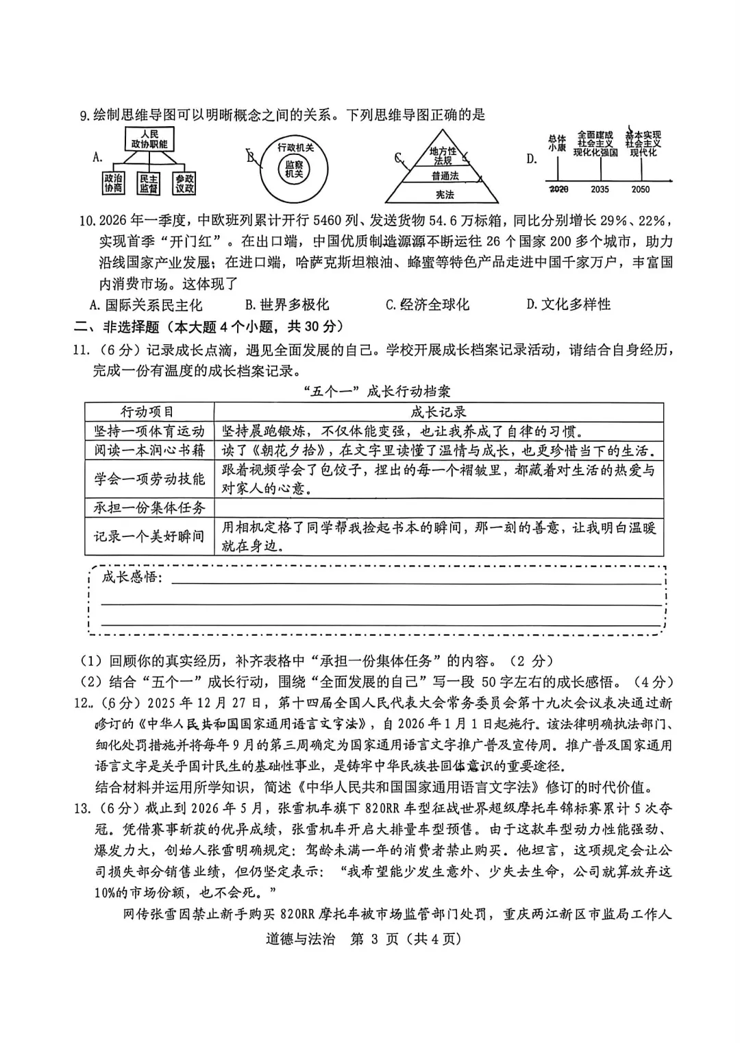 2026年5月昆区中考二模试卷和答案:语文数学英语物理化学道法历史地理生物 第50张