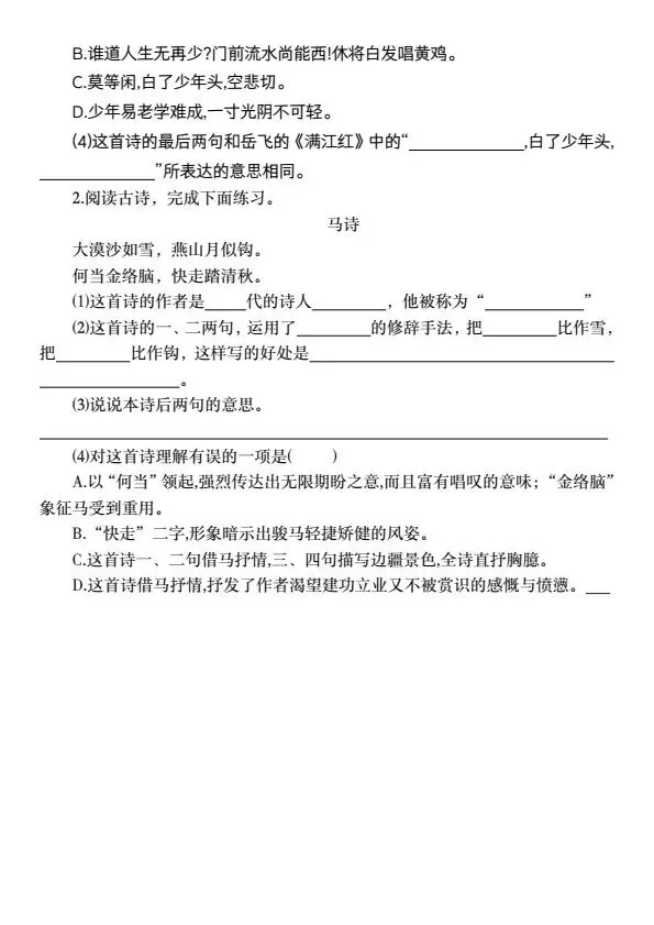 小升初语文期中必考重点真题精炼(含答案)V388 第6张