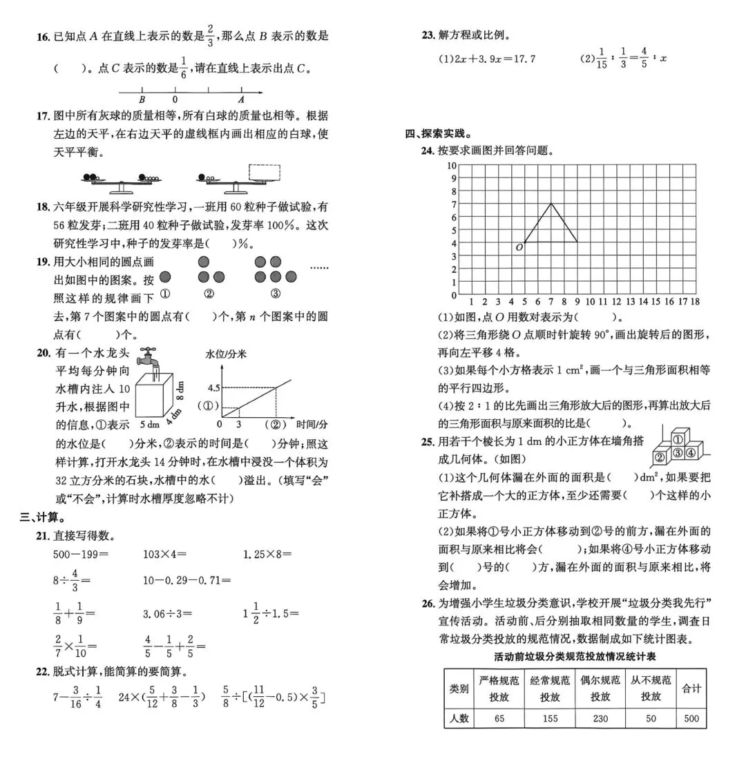 历年真题 | 24-25-2青岛市市南区六下数学期末质量检测 第2张