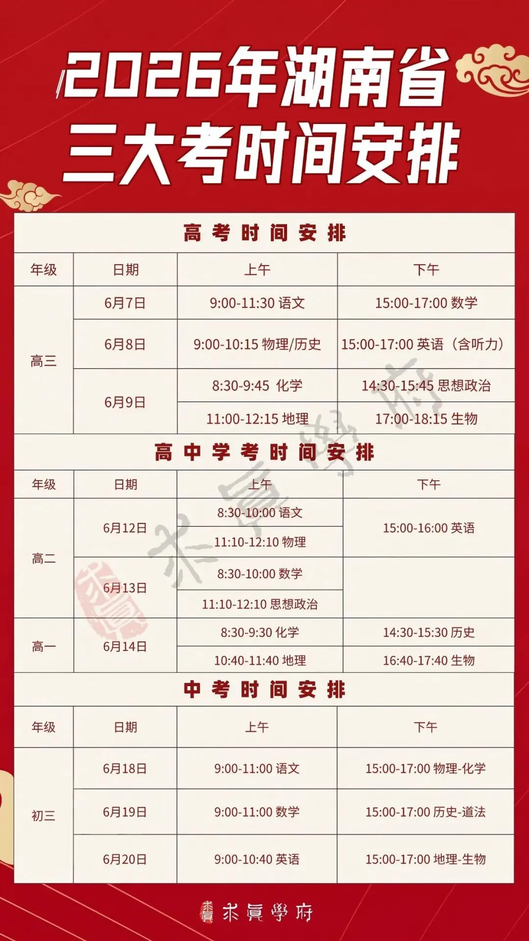 2026年衡阳市高(学)考、中考考区工作安排(附三考时间表) 第2张 2026年衡阳市高(学)考、中考考区工作安排(附三考时间表) 第2张