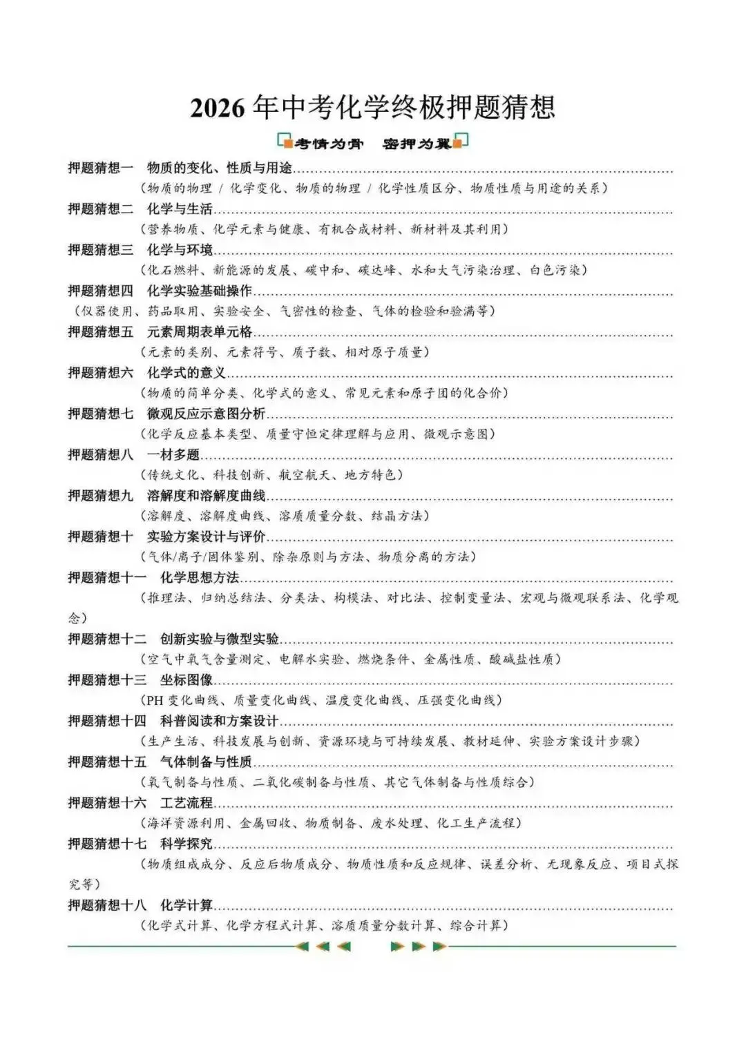 2026年安徽省中考化学终极押题猜想(附解析) 第1张