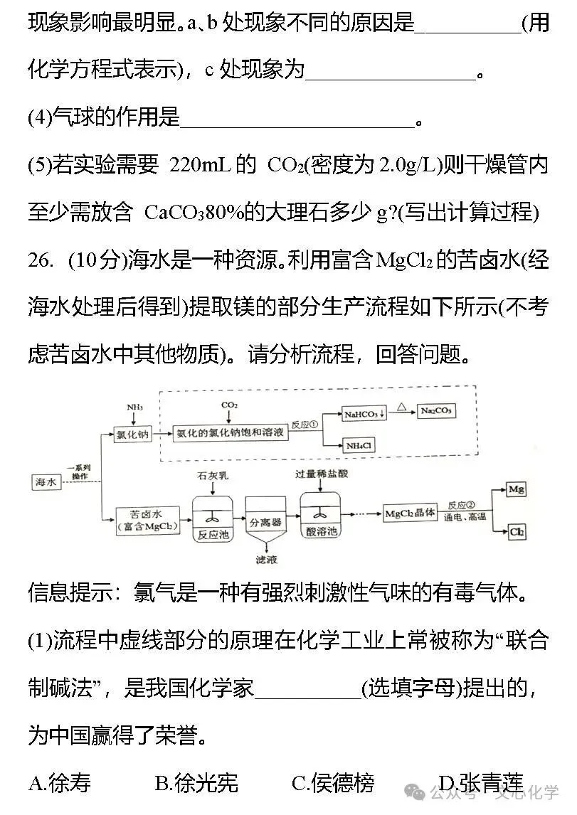 2026年中考化学模拟试题八(分享打印版) 第13张