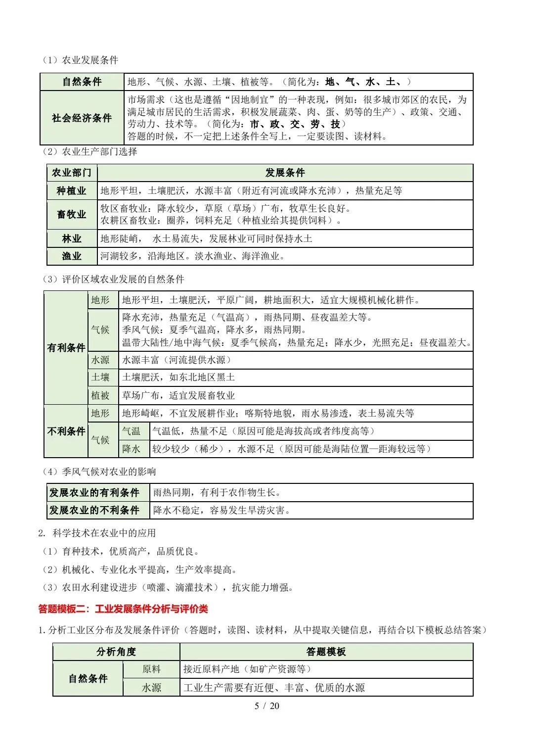 中考《地理》综合题答题模板 第5张