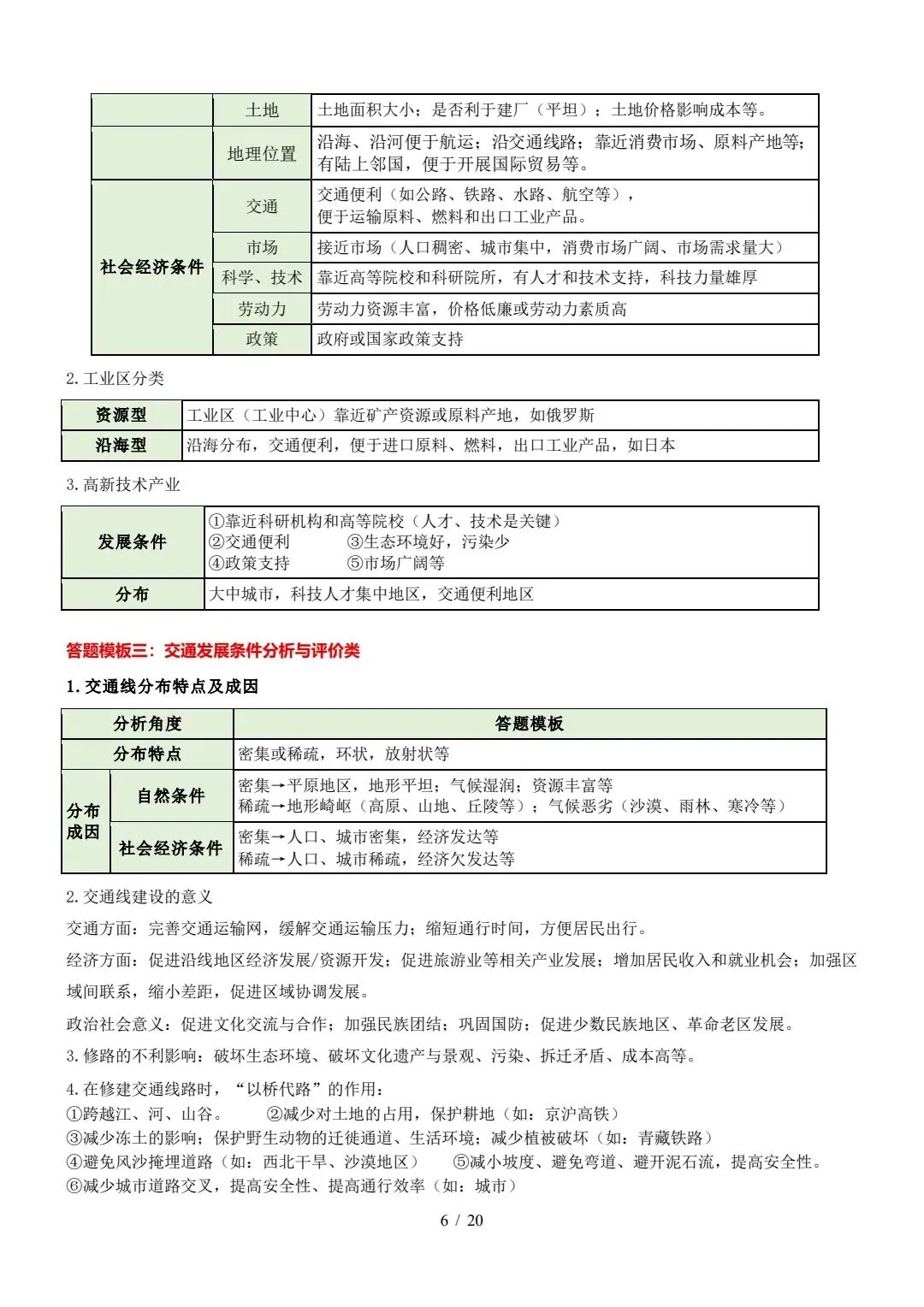 中考《地理》综合题答题模板 第6张