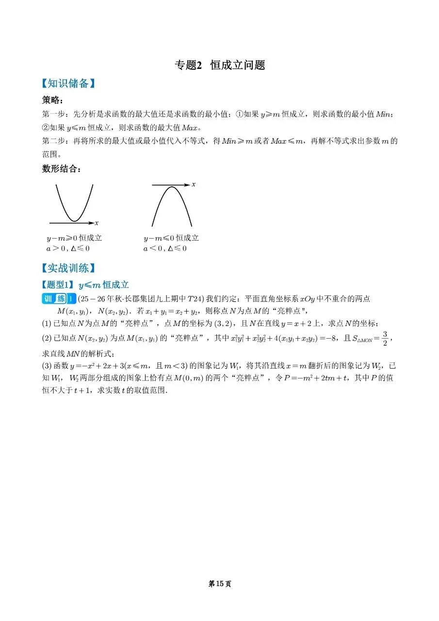 长沙娃必备!二次函数校考真题专项训练 第17张 长沙娃必备!二次函数校考真题专项训练 第17张