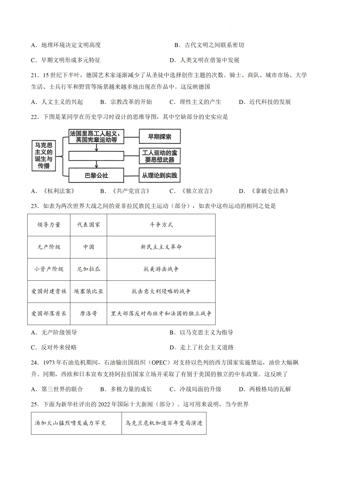 2026年广州中考二模历史试卷 第5张 2026年广州中考二模历史试卷 第5张