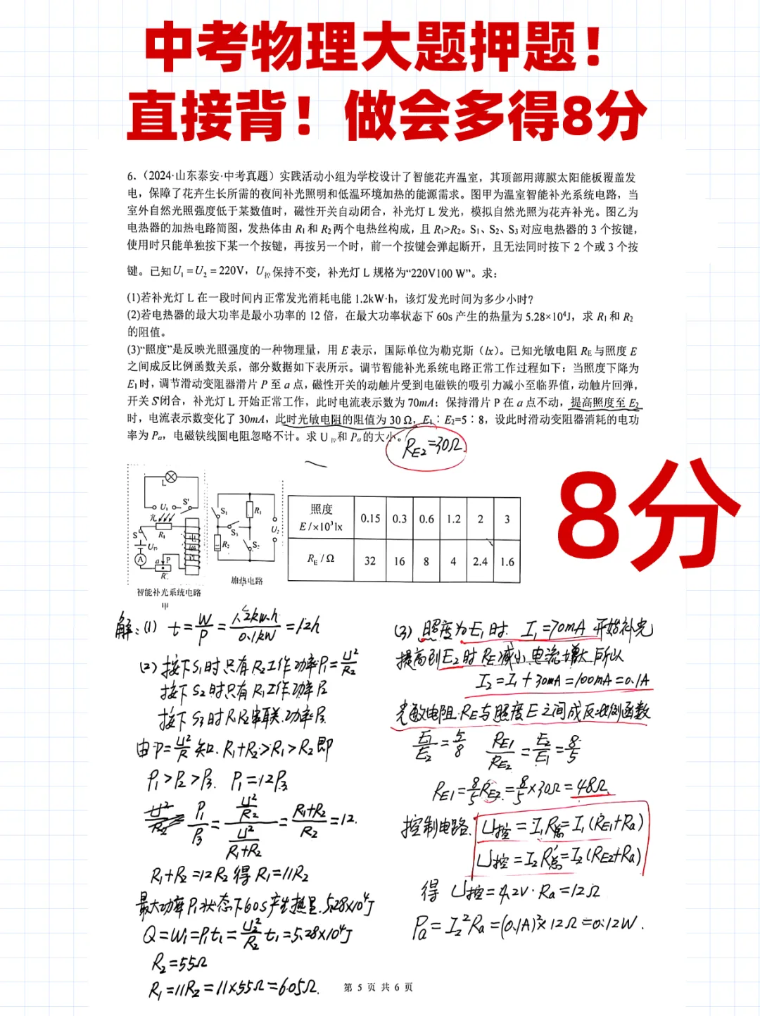 中考物理大题押题背会多得8分 第2张