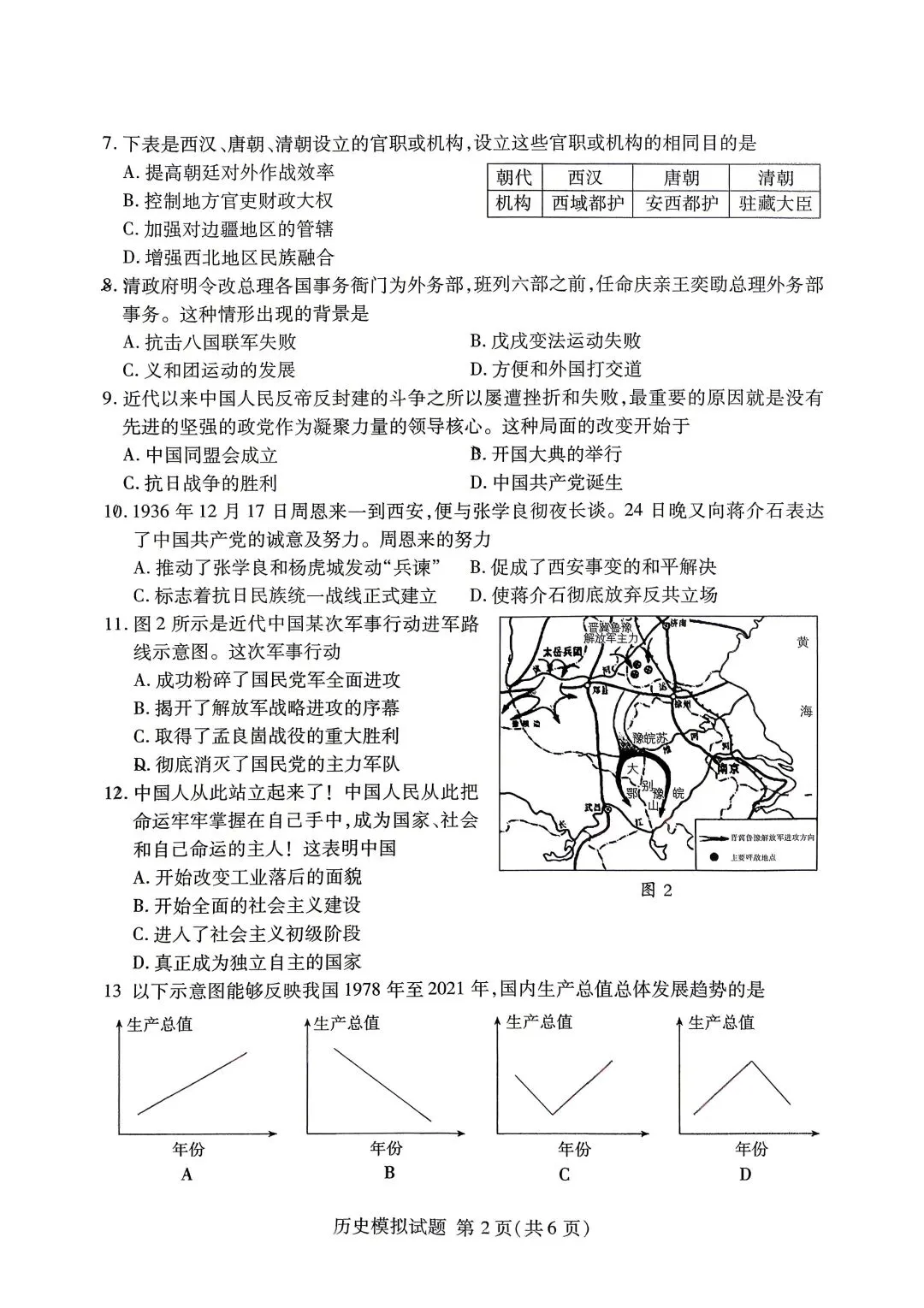 【中考真题】2026年山东临沂兰山区中考二模历史真题(无答案) 第2张