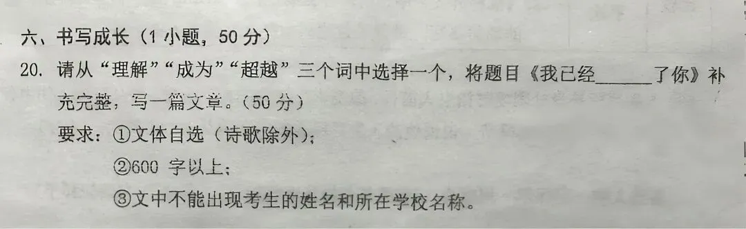 省实中考二模作文精析:我已经(成为/超越/理解)了你 第1张 省实中考二模作文精析:我已经(成为/超越/理解)了你 第1张