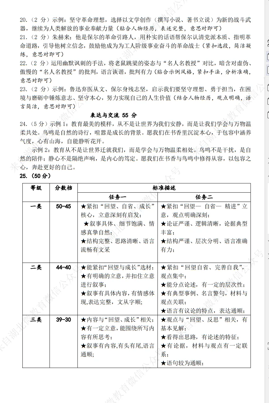 2026年湖北部分县市中考适应性考试语文试题(五) 第10张 2026年湖北部分县市中考适应性考试语文试题(五) 第10张