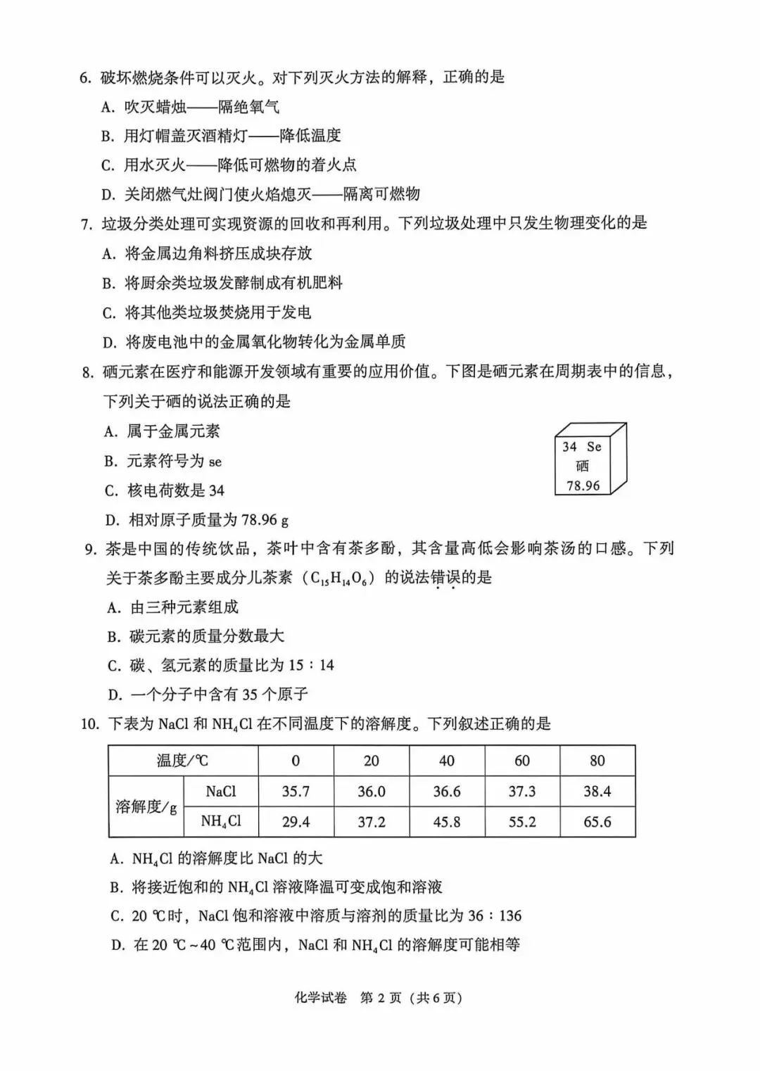 2026年大连市九年级【二模化学】试卷+答案 第4张