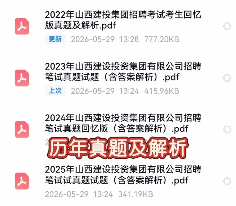 山西建设投资集团笔试历年真题(2022-2025年)含答案解析 第2张