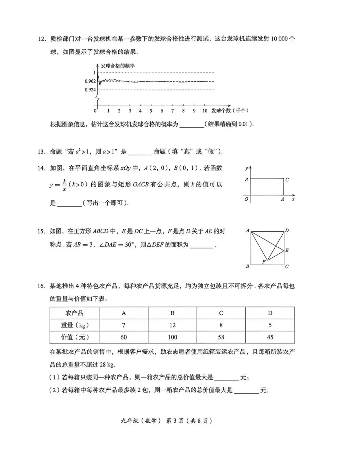 2026北京海淀区 中考二模 数学试卷+答案 第3张