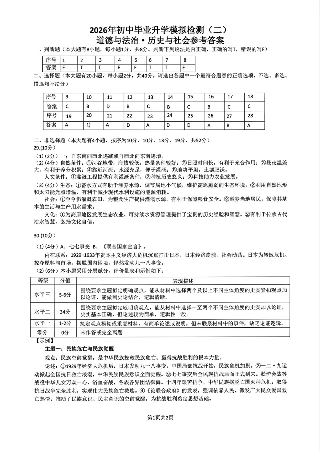中考二模|2026年5月杭州滨江区二模试卷(内含下载链接) 第3张