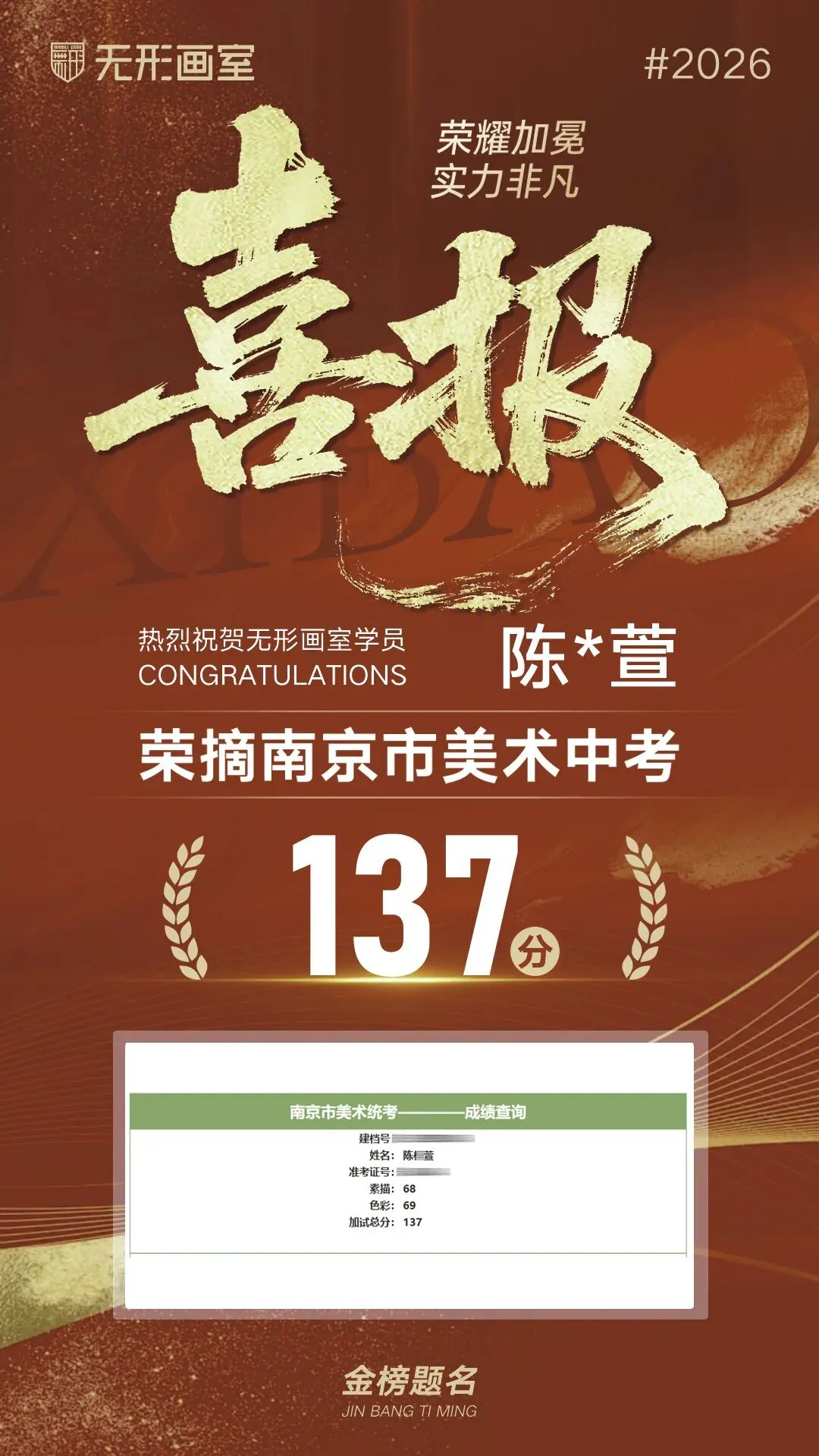 26年无形画室南京美术中考荣耀大捷!连续6年持续领跑! 第14张
