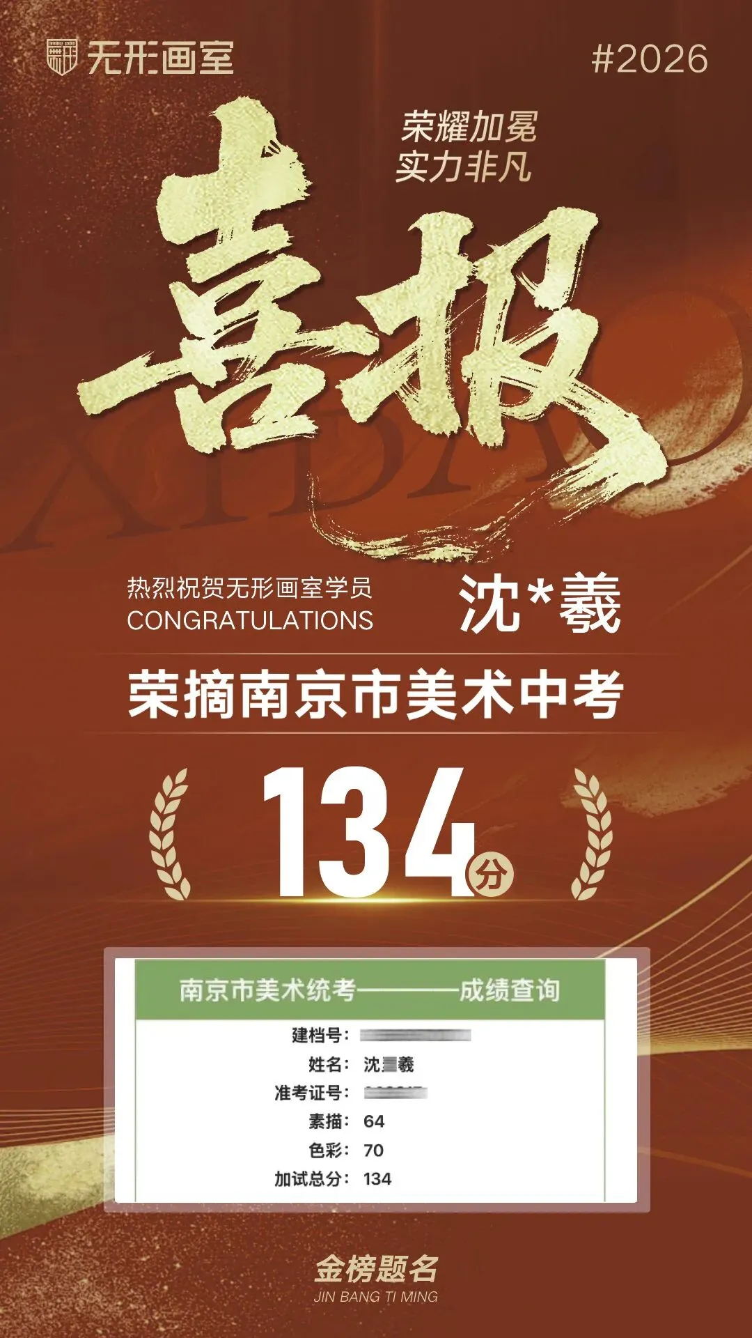 26年无形画室南京美术中考荣耀大捷!连续6年持续领跑! 第18张
